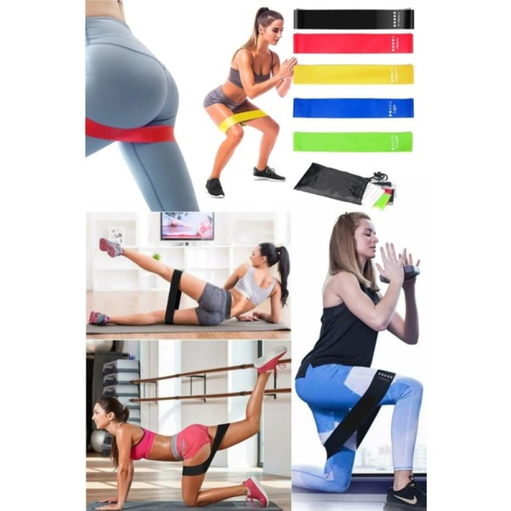 Ecoyom 5 Li Set Aerobik Bandı Fitness Egzersiz Plates Direnç Lastiği Crossfit Kas Germe ve Jimnastik Seti Kondisyon Aletleri Fiyatı
