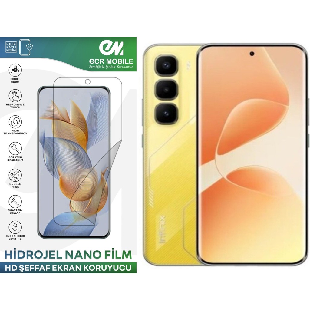 ECR MOBILE Infinix Hot 60 Pro Plus ile Uyumlu Hidrojel Nano Film Hd Şeffaf Ekran Koruyucu(Tempered Cam Değildir!) - Hot 50 Pro Plus Cep Telefonu Ekran Koruyucusu Fiyatı
