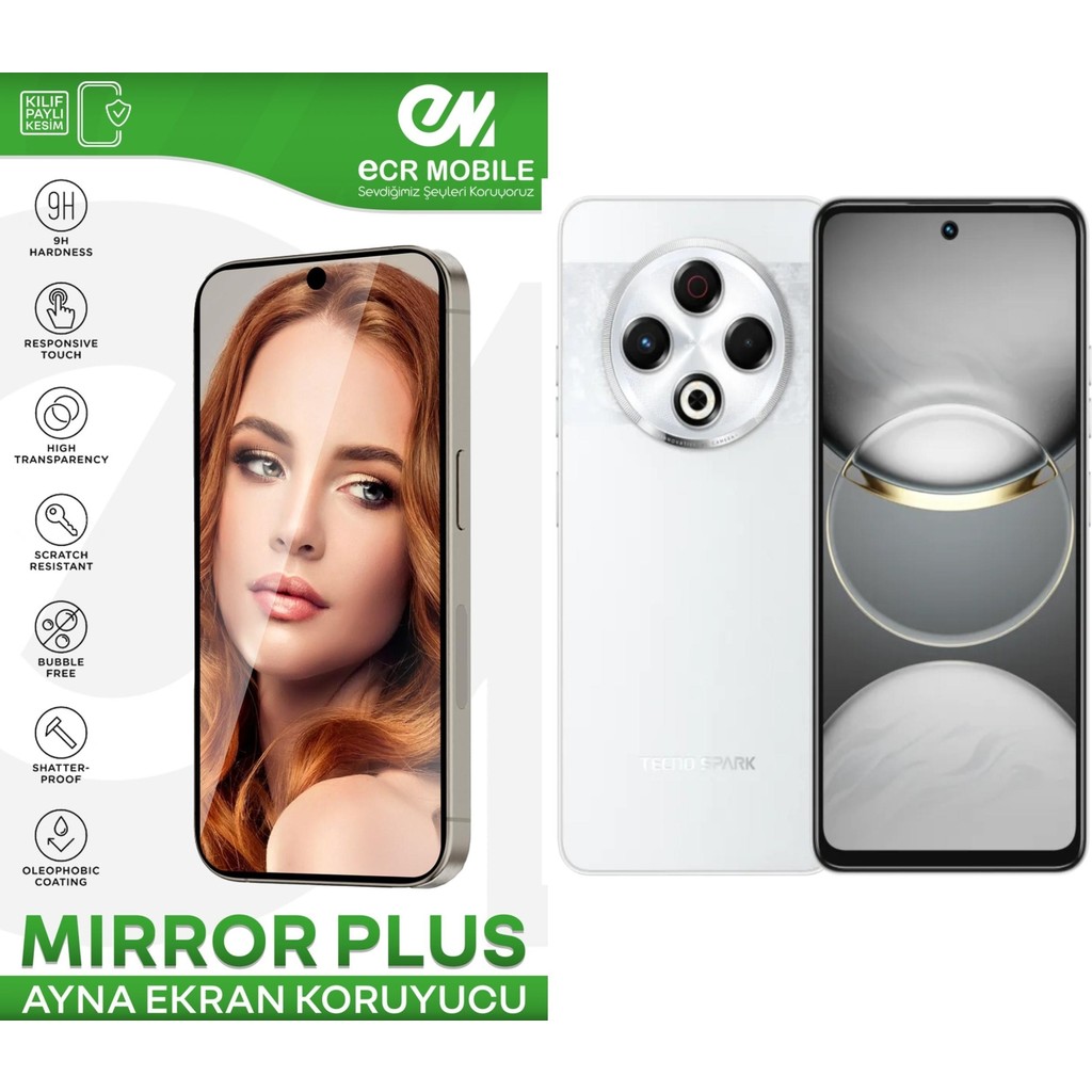 ECR MOBILE Tecno Spark 30(KL6)/Spark 30 Pro(KL7) Ayna(Mirror) 9h Esnek Nano Ekran Koruyucu Cep Telefonu Ekran Koruyucusu Fiyatı