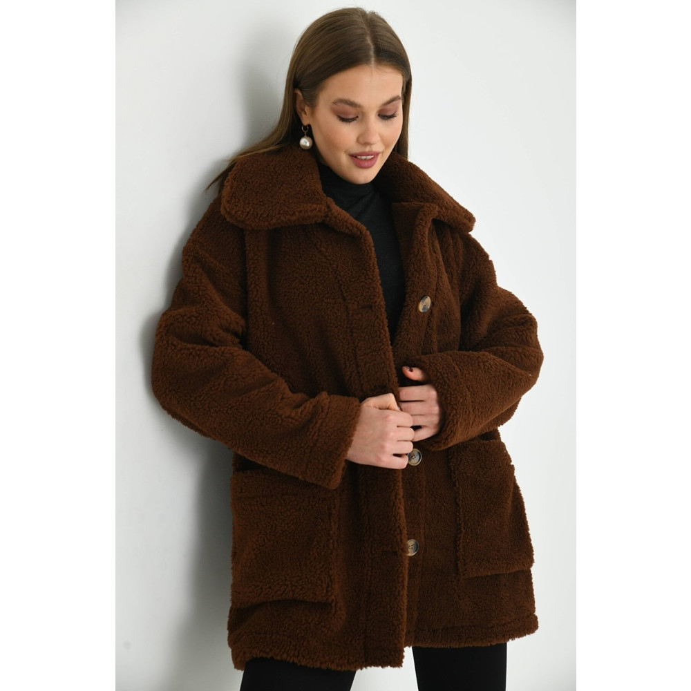 ECRİN MODA Düğmeli Peluş Mont Bayan Mont Fiyatı