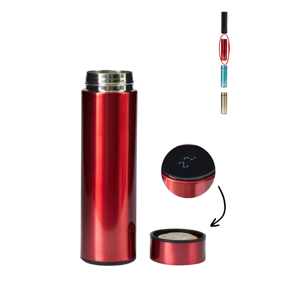 Ecrou Termometreli Led Dijital Göstergeli Çelik Termos Matara Suluk Kırmızı 450 ml 23 X 6 Cm Termos Fiyatı