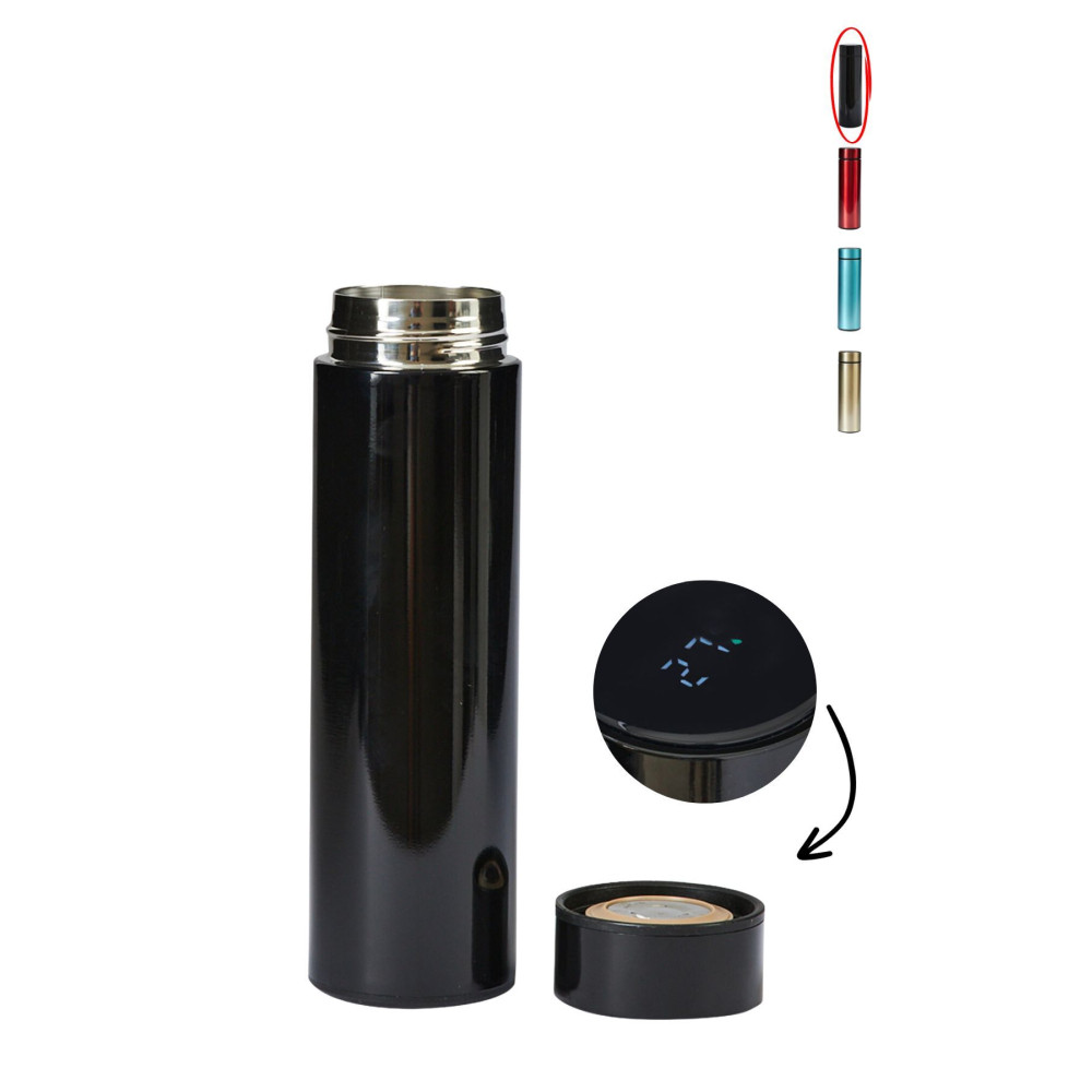 Ecrou Termometreli Led Dijital Göstergeli Çelik Termos Matara Suluk Siyah 450 ml 23 X 6 Cm Termos Fiyatı