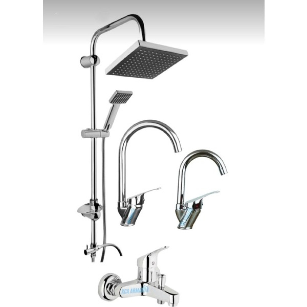ECSA Robot Duş Kuğu Borulu Mutfak Lavabo Banyo Bataryası Musluğu Çeşmesi 4'lü Set Duş Seti Fiyatı