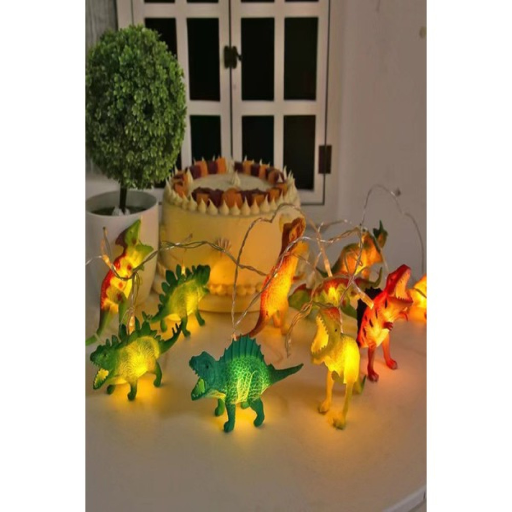 Ecuy Dinozor String Light Çocuk Bebek Odası Aydınlatma 10 Adet Ledli Dinazor Pilli Işıklı 200 cm - 2 m - RGB Led Aydınlatmalar Fiyatı