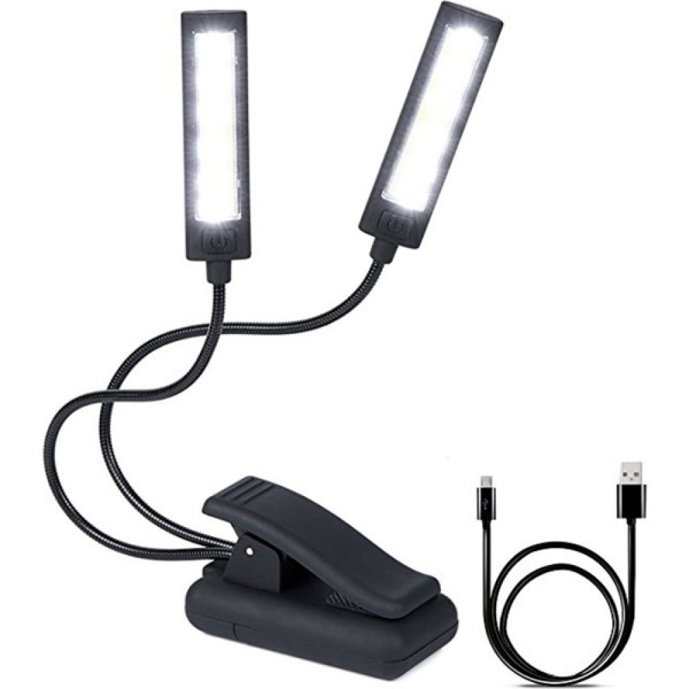 Ecuy Mandallı Çift Başlıklı Smd LED USB - Pillii Kademeli Işık Kıskaçlı Kitap Okuma ve Masa Lambası Pc Lambası Kitaplar Fiyatı