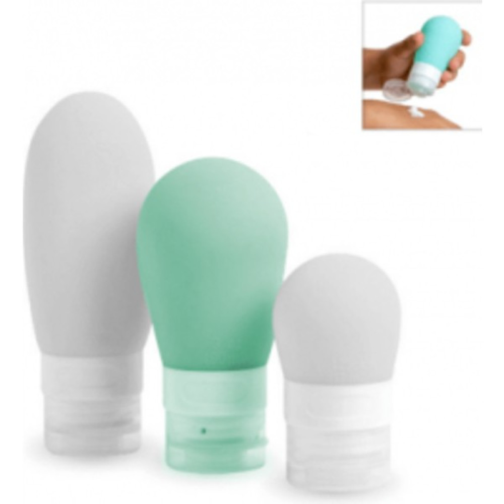 Ecuy Seyahat Sıvı Şişe Seti Silikon Seyahat Seti 3'lü 37 ML/90ML/90ML - Açık Mavi Eşya Saklama Kutusu Fiyatı
