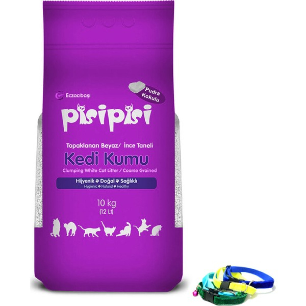 Eczacıbaşı Pisi Pisi İnce Taneli Kedi Kumu 10 LT ve Kedi Tasması Evcil Hayvan Ürünleri Fiyatı