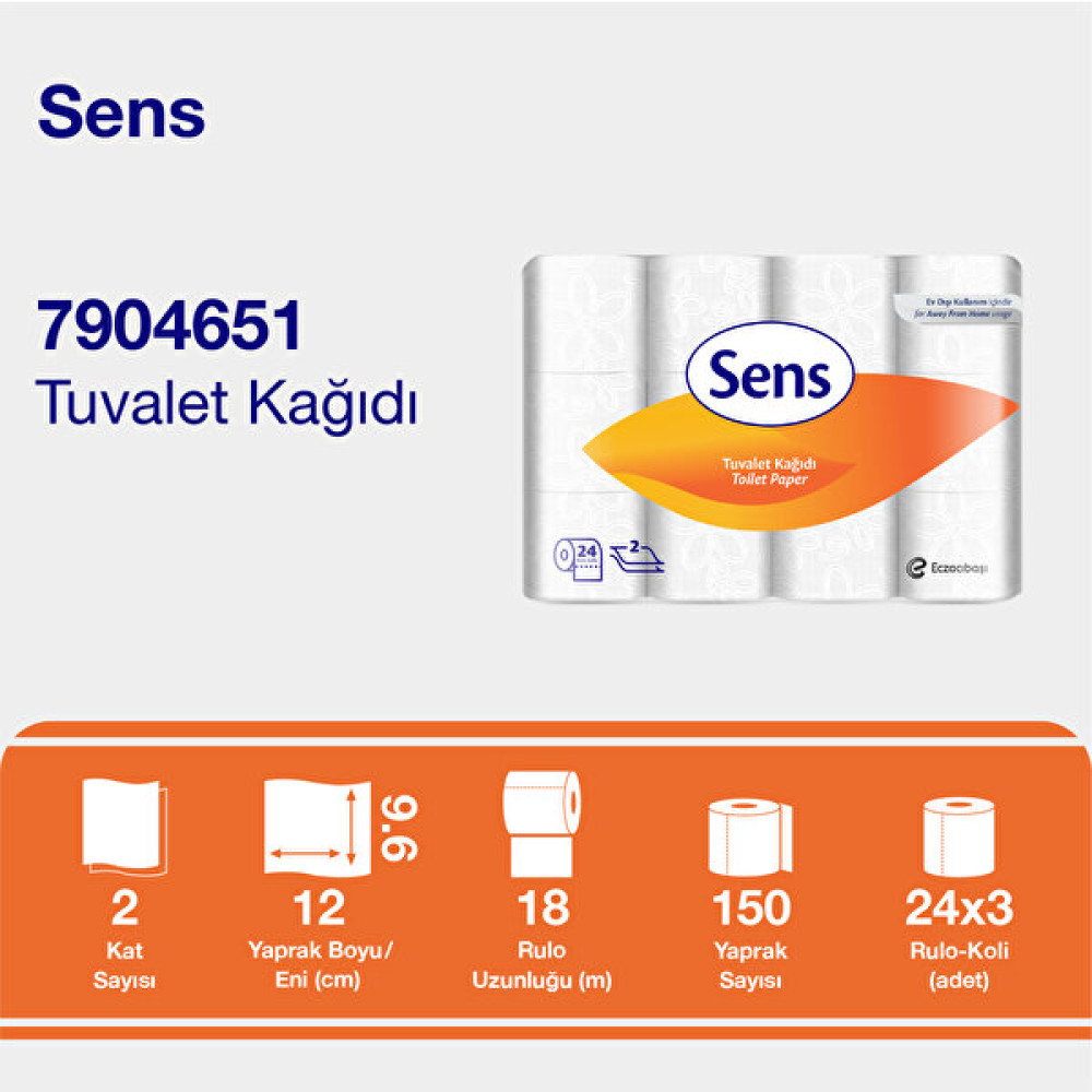 Eczacıbaşı Sens TUVALET KAĞIDI 150 Yaprak 24'lü - Beyaz Tuvalet Kağıdı Fiyatı