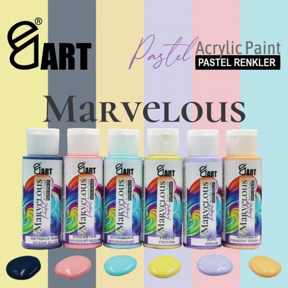 E&d Art Marvelous 6X60ML Akrilik Boya Pastel Renkler Set / ED.552 Akrilik Boya Fiyatı