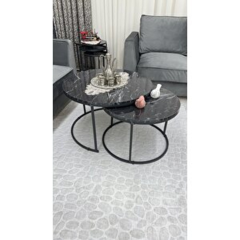 ED EFELEZ DESIGN Paris Orta Sehpa 2'li Siyah Siyah-Siyah Mermer Orta Sehpa Fiyatı