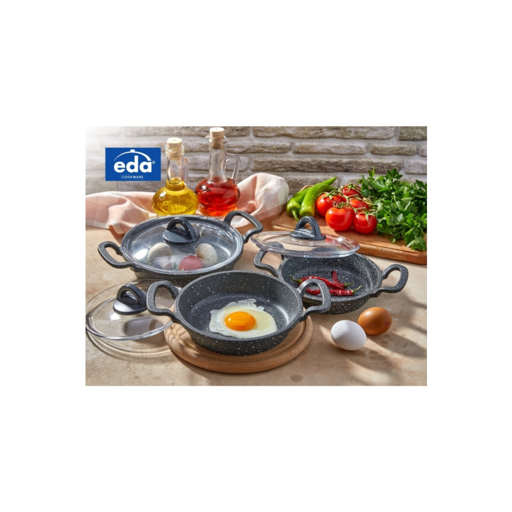 Eda CookWare Asya 3 Lü Sahan Seti Cam Kapaklı Döküm Gri Yuvarlak 16-18-20 cm Zk-901 Tavalar Fiyatı
