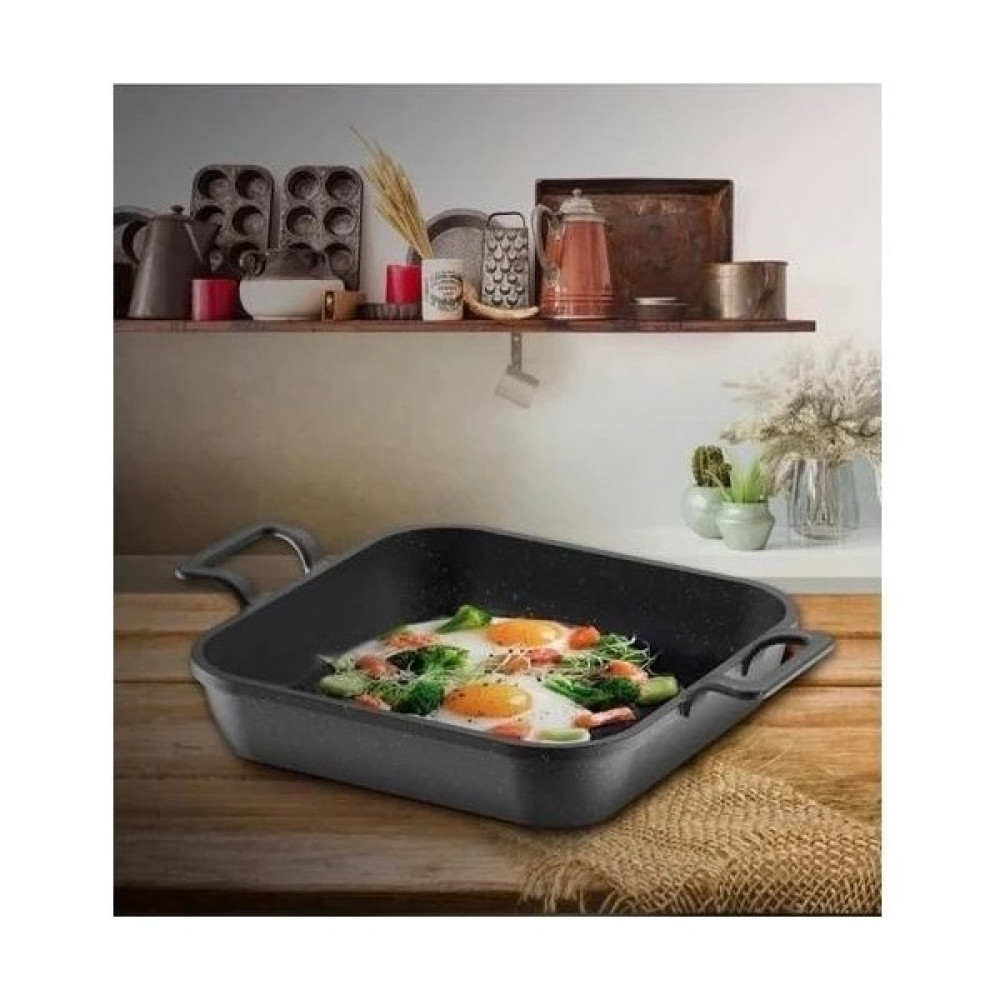 Eda Cookware Kare Döküm Tava 24 cm - Siyah Tavalar Fiyatı