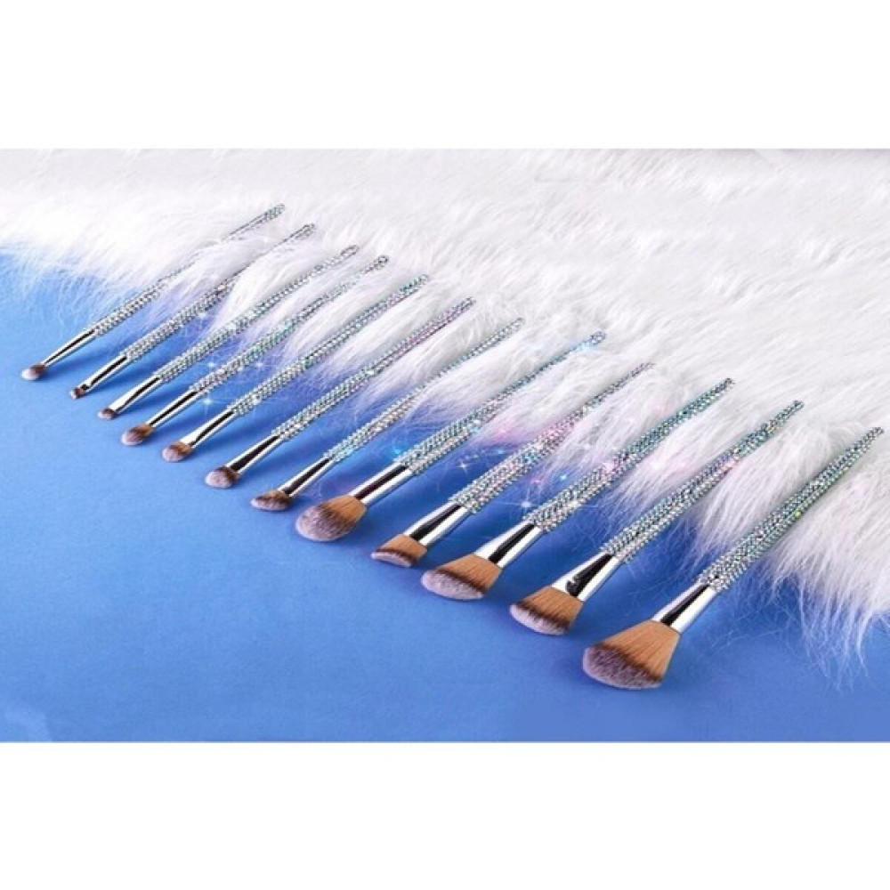 Eda Luxury Beauty 7'li Diamond Özel Renkli Kristal Taşlı Gümüş Göz Farı Makyaj Fırçası Seti Süslü Pro Makeup Brushes Oto Boyaları Fiyatı