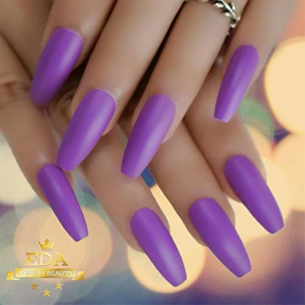 Eda Luxury Beauty Mor Rengi Mat Takma Tırnak Lüks Extra Uzun Boy Kare Coffin Ballerina Nail Art Yapıştırıcı Set Oto Boyaları Fiyatı