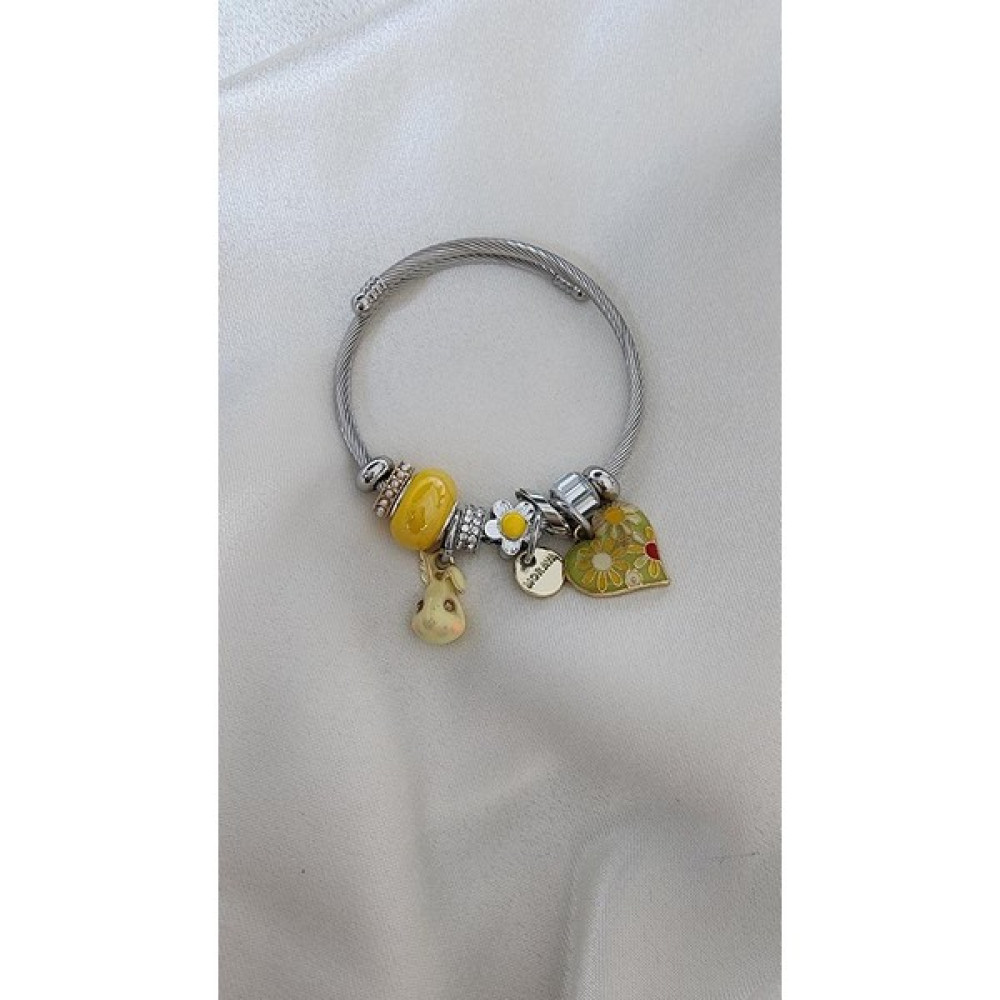 Eda Takı Pandora Silver Tavşan Kalp Charm Çelik Bileklik Saat ve Bileklik Aksesuarı Fiyatı