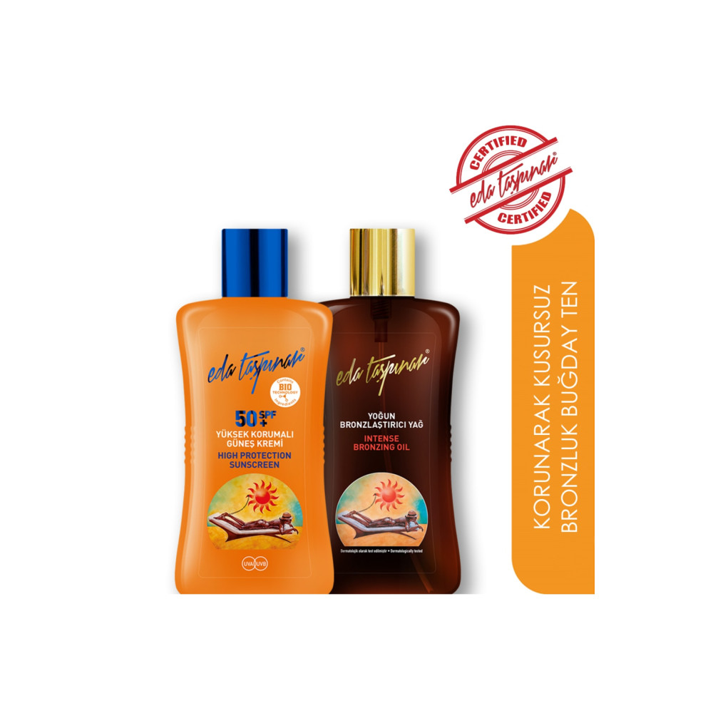 Eda Taşpınar Spf-50 Yüksek Koruma 200ml & Yoğun Bronzşlaştırıcı Yağ Spf0 200ml Güneş Kremleri ve Losyonları Fiyatı