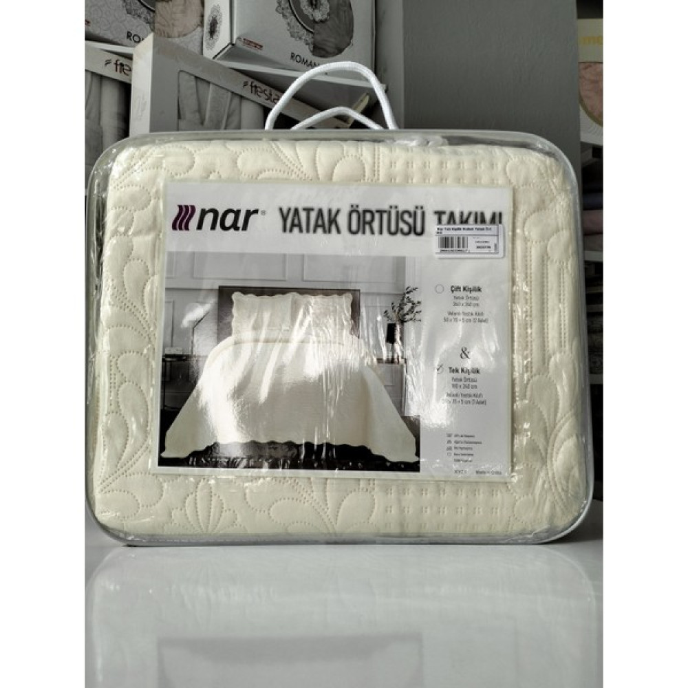 Edalı Nar Tek Kişilik Ipeksi Nubuk Yatak Örtüsü 180 x 240 Tek Yastık Kılıfı 50X70 - 180 x 240 cm - Krem Yatak Örtüsü Fiyatı