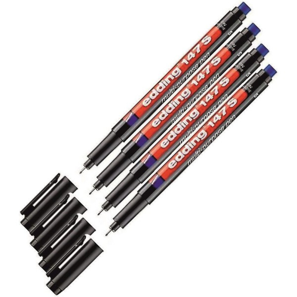 Edding 147S Asetat Kalemi Siyah 4'lü Paket - Karışık-Çok Renkli - 1 CD-DVD-Asetat Kalemi Fiyatı