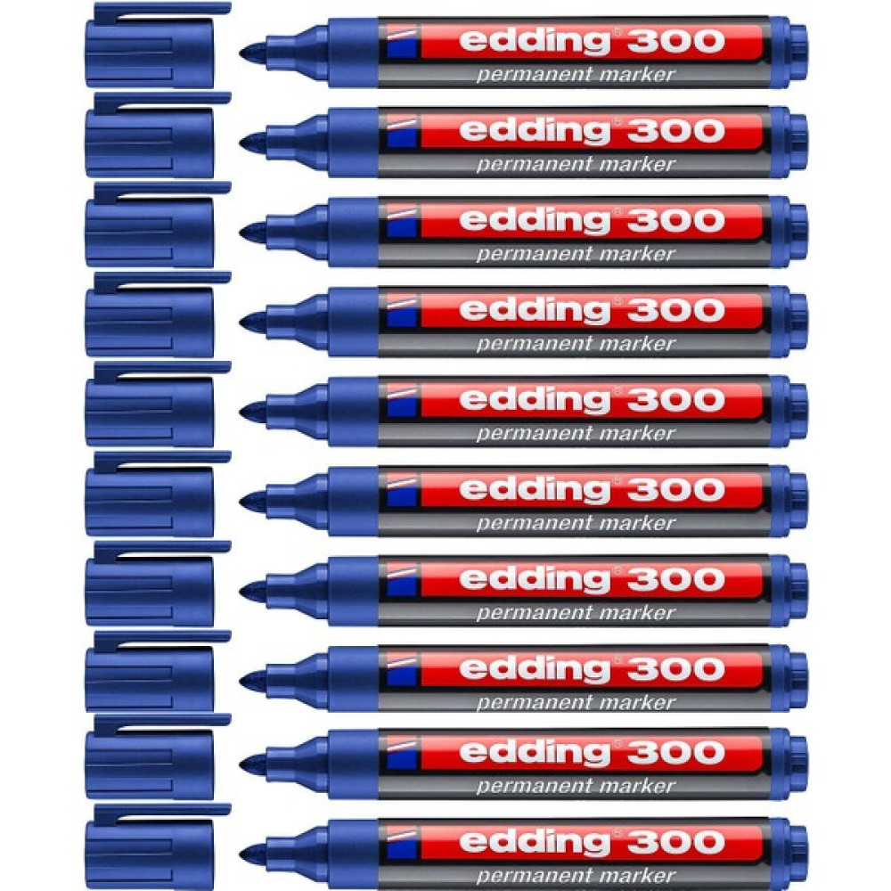 Edding 300 Permanent Markör Yuvarlak Uçlu Kalem Mavi 10 Adet Keçe Uçlu Kalem Fiyatı