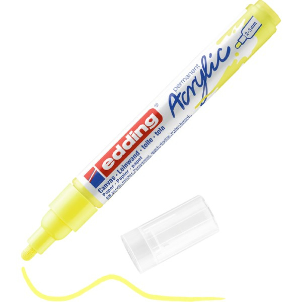 Edding 5100 Orta Uçlu Akrilik Markör - Fosforlu-Sarı - 2-3 Mm’Lik Yuvarlak Uç - Fosforlu Sarı Keçe Uçlu Kalem Fiyatı