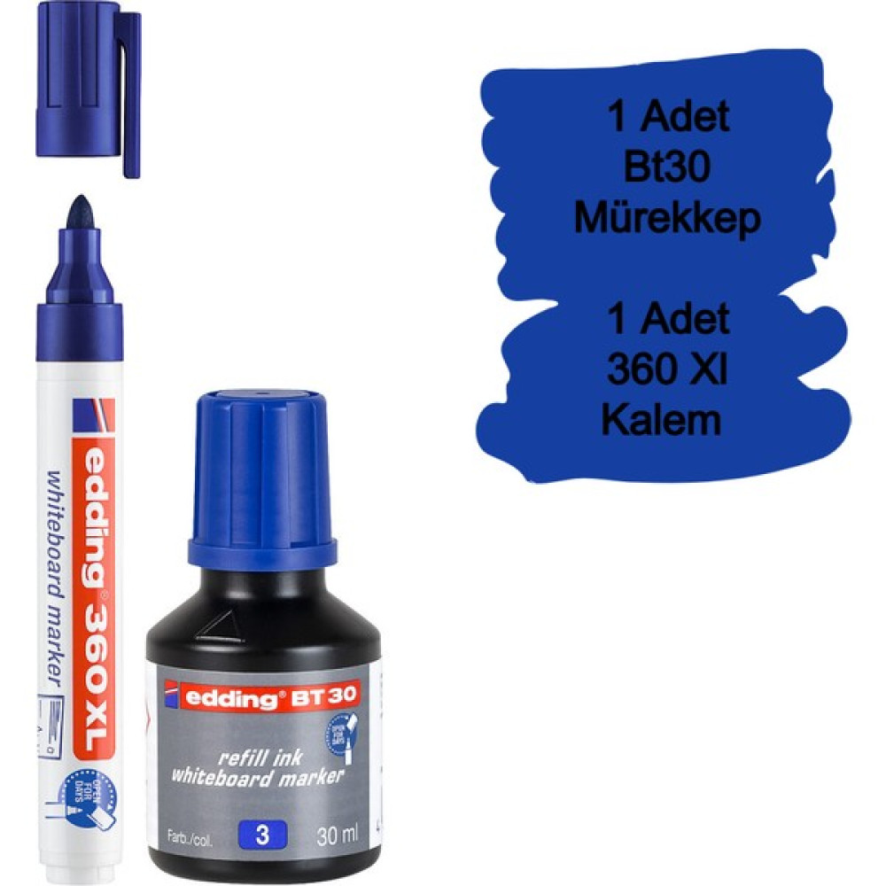 Edding BT30 Tahta Kalemi Mürekkebi + 360 Xl Doldurulabilir Tahta Kalemi Mavi Kalem Kartuşu & Mürekkebi Fiyatı