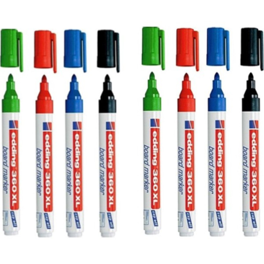 Edding edding (E-360XL) Beyaz Tahta Kalemi Capoff Siyah 8'li Set Yazı Tahtası Kalemi Fiyatı