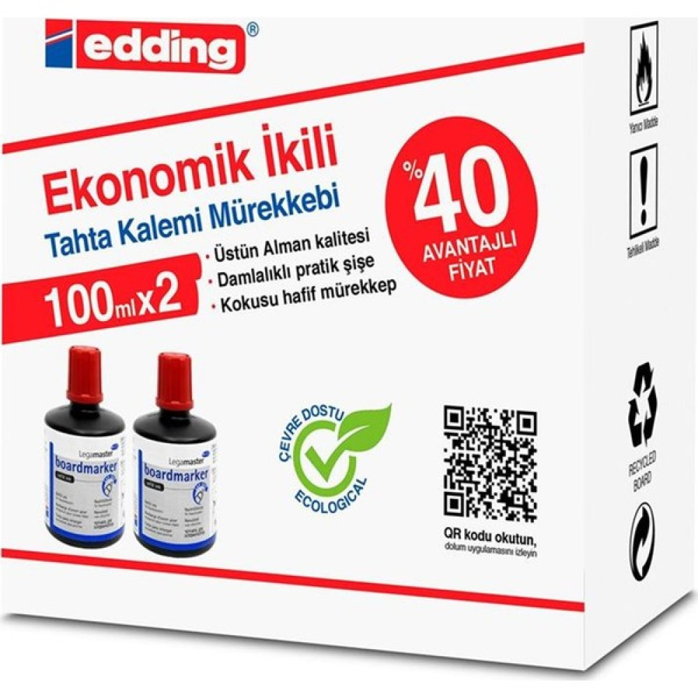 Edding Tahta Kalem Mürekkebi 100 ml x 2 Kalem Kartuşu & Mürekkebi Fiyatı