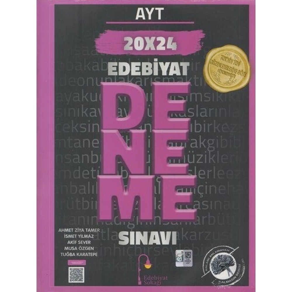 Edebiyat Sokağı Yayınları AYT Edebiyat 20 x 24 Deneme Sınavı Temel Yeterlilik Testi (TYT) Fiyatı