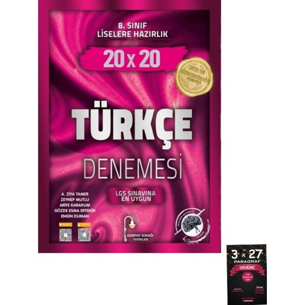 Edebiyat Sokağı Yayınları (Sınıf: 8) Türkçe 20 X 20 Deneme / Paragraf Ders Sınav Kitapları Fiyatı