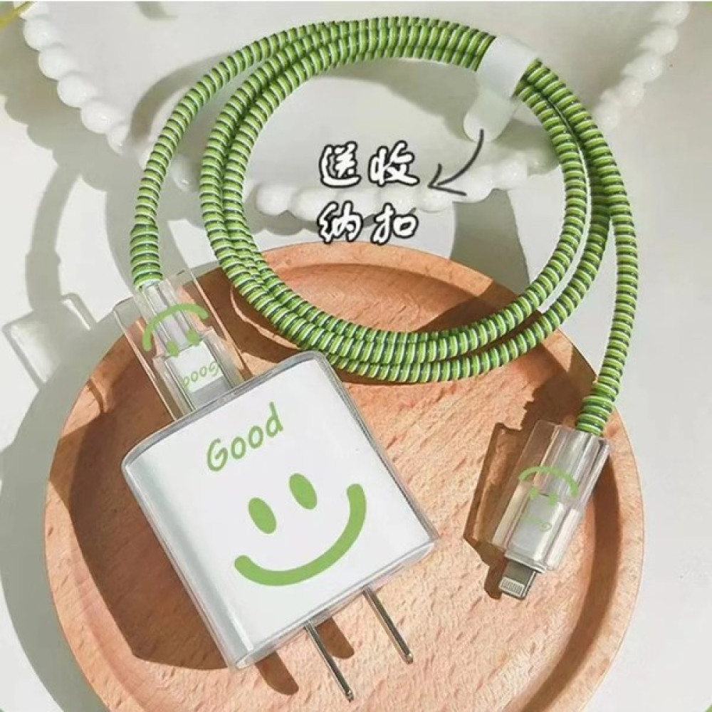 Edelfu Apple iPhone Yeşil Gülücük 18W/20W Uyumlu Şarj Kılıfı, Şarj Kablosu Örme Aparatı, Kablo Koruyucu Aparatı, Toparlayıcı Cep Telefonu Aksesuarı Fiyatı