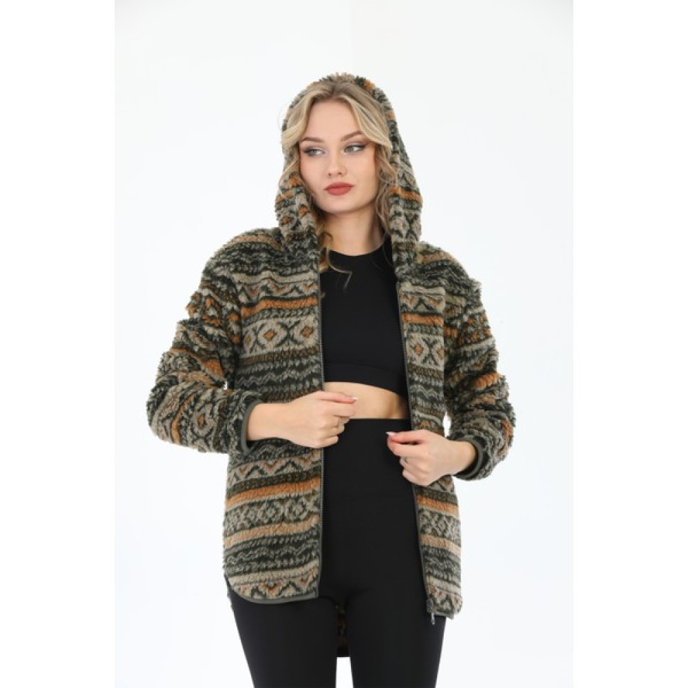 Edelle Uzun Kollu Fermuarlı Kapüşonlu Regular Peluş Sweatshirt Bayan Sweatshirt Fiyatı