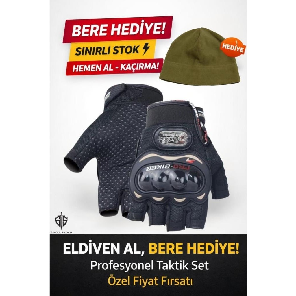 Edelvays Shop Kısa Motosiklet Eldiveni Siyah Yazlık - XL - Haki - Siyah Diğer Fiyatı