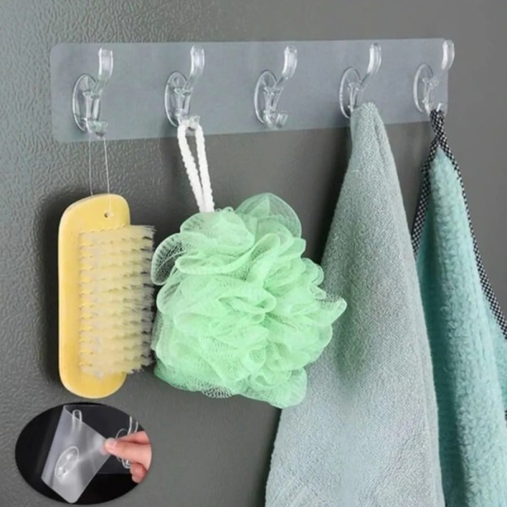 Edessa 5'li Kendinden Yapışkanlı Güçlü Şeffaf Askılık - Kapı Arkası Mutfak Duvar Banyo Askı Eşya Saklama / Düzenleme Fiyatı