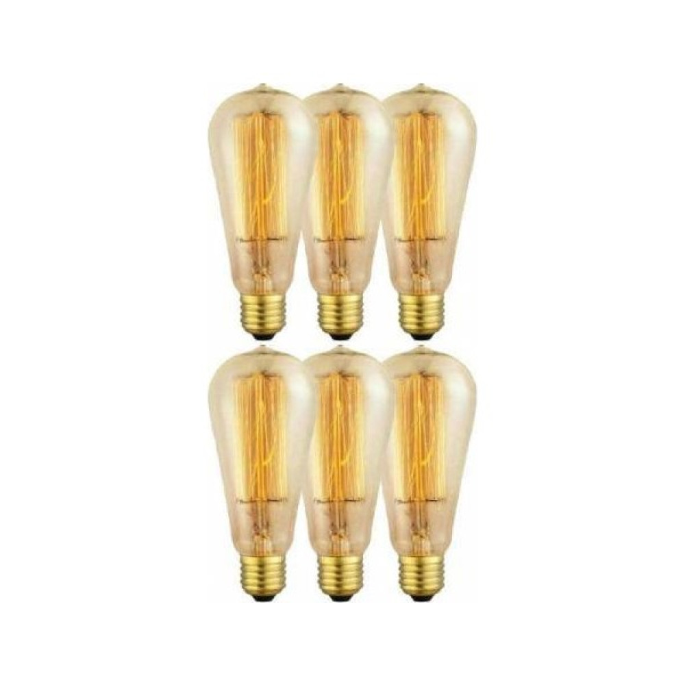 Edison Flemanlı ST64 Modeli 40W Dekoratif Rustik Ampul 6'lı Tasarruflu Ampul Fiyatı