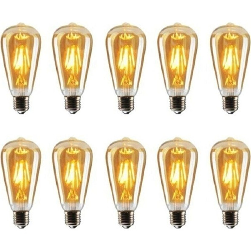 Edison ST64 Flamanlı Rustik 4W LED Ampul 10'lu Dekoratif Vintage Aydınlatma Amber Rengi ST64 10'lu Tasarruflu Ampul Fiyatı