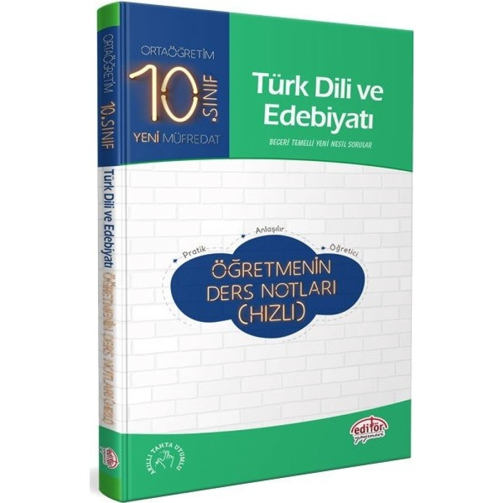 Editör Yayınları 10. Sınıf Türk Dili ve Edebiyatı Öğretmenin Hızlı Ders Notları Yardımcı Kitaplar Fiyatı