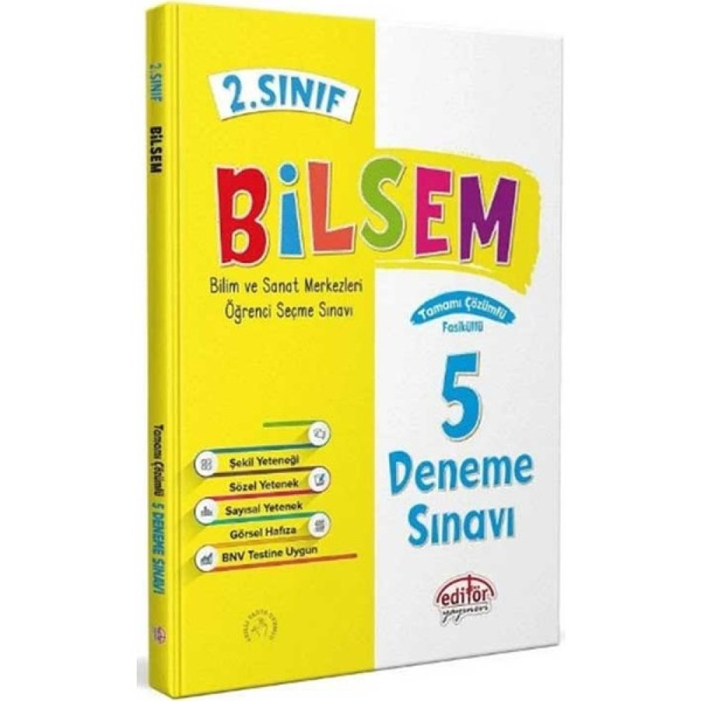 Editör Yayınları 2. Sınıf Bilsem Hazırlık 5 Deneme Sınavı Tüm Dersler Fiyatı
