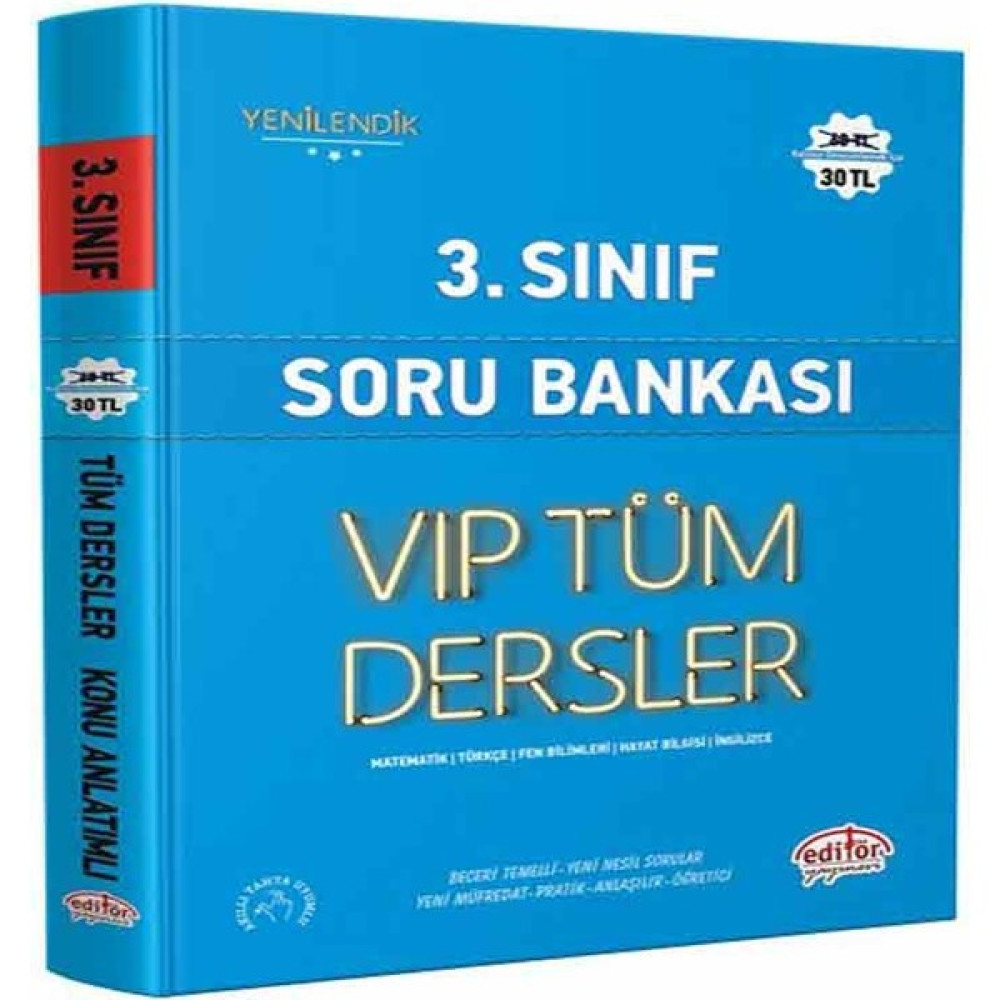 Editör Yayınları 3. Sınıf Vıp Tüm Dersler Soru Bankası Mavi Kitap Kaynak Kitapları Fiyatı