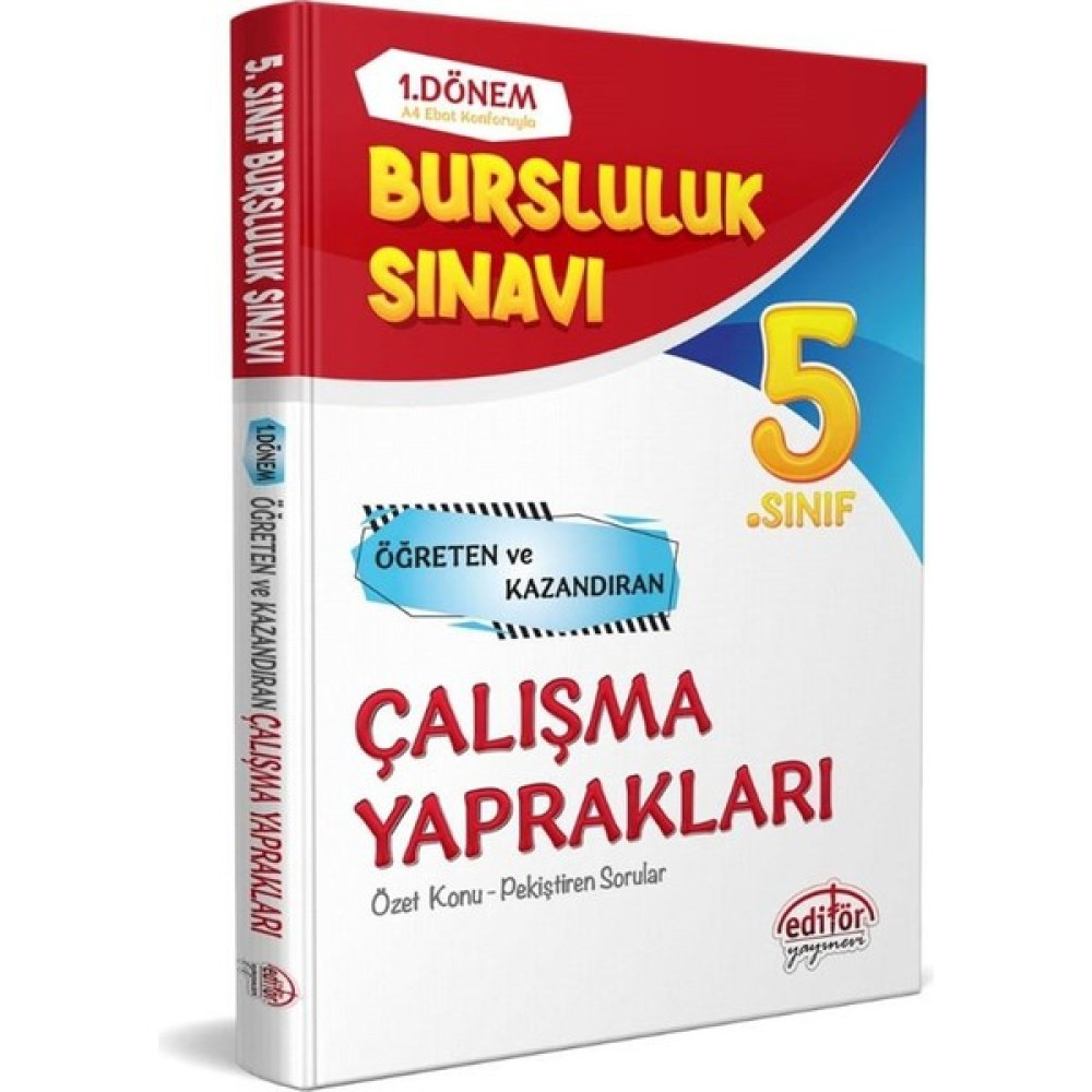 Editör Yayınları 5. Sınıf 1. Dönem Bursluluk Sınavı Çalışma Yaprakları Editör Yayınları Kaynak Kitapları Fiyatı