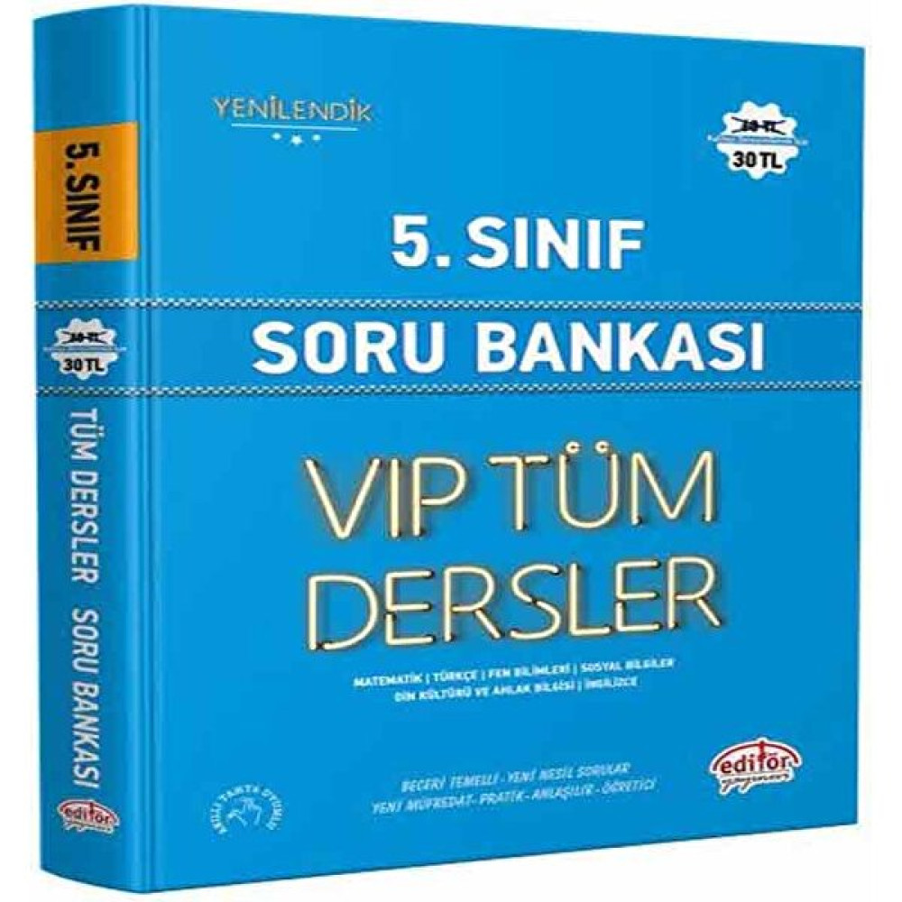 Editör Yayınları 5. Sınıf Vıp Tüm Dersler Soru Bankası Mavi Kitap Kaynak Kitapları Fiyatı