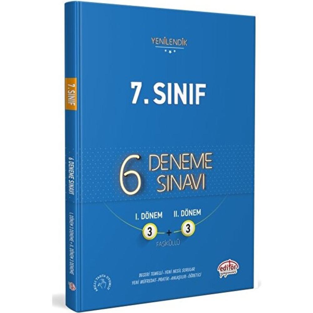 Editör Yayınları 7. Sınıf 6 (3+3) Deneme Sınavı Tamamı Çözümlü Tüm Dersler Fiyatı