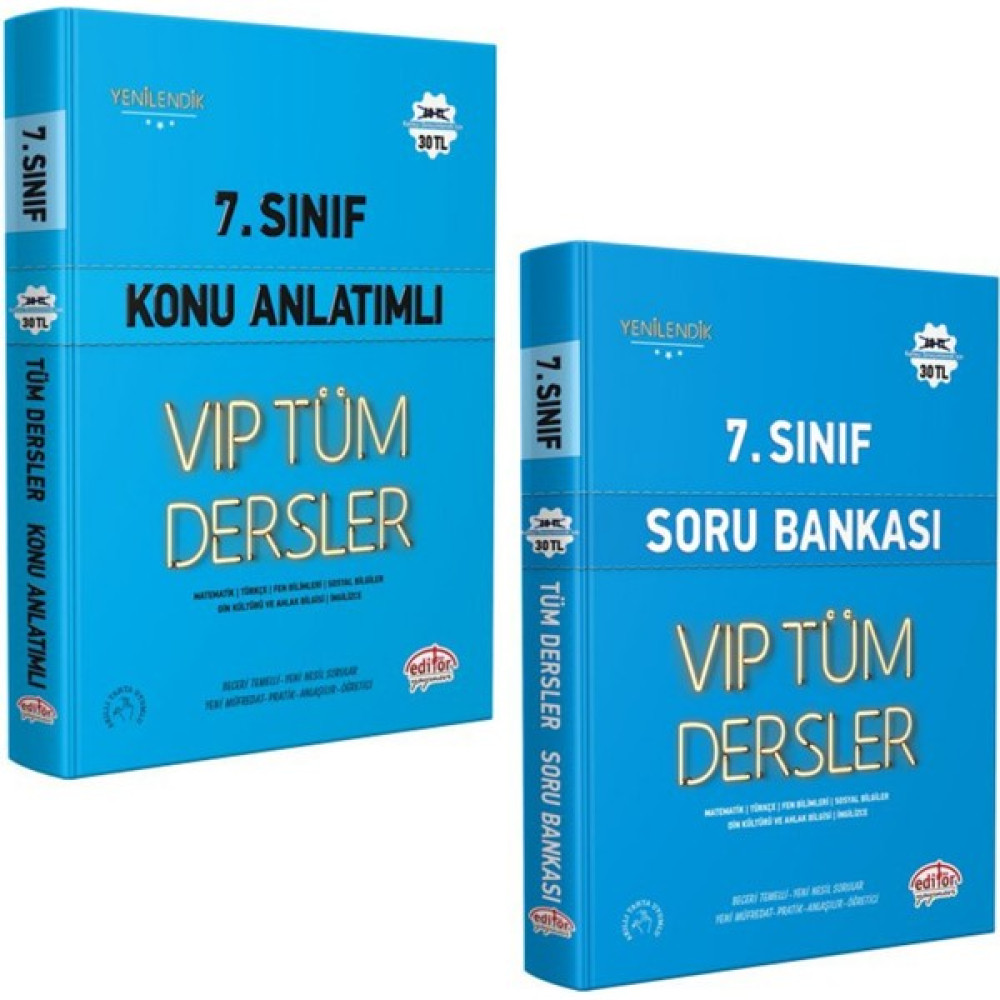 Editör Yayınları 7. Sınıf Tüm Dersler Konu Anlatımlı ve Soru Bankası Seti Tüm Dersler Fiyatı