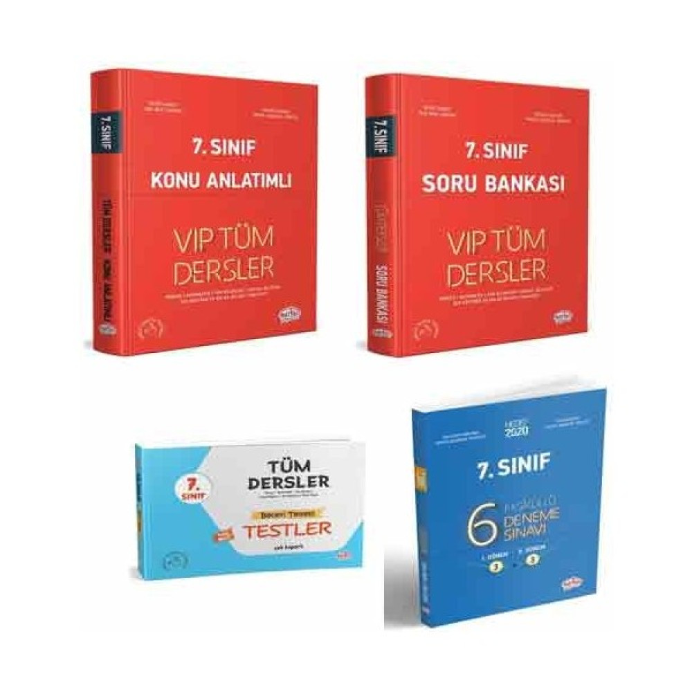 Editör Yayınları 7. Sınıf Tüm Dersler Vip Konu Anlatımlı + Soru Bankası + Yaprak Test + 6 Fasiküllü Deneme 4 Lü Set Kaynak Kitapları Fiyatı