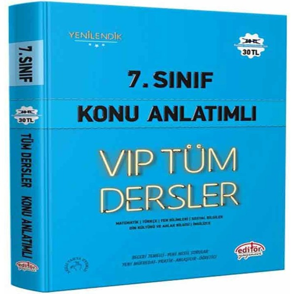 Editör Yayınları 7. Sınıf Vıp Tüm Dersler Konu Anlatımlı Mavi Kitap Kaynak Kitapları Fiyatı