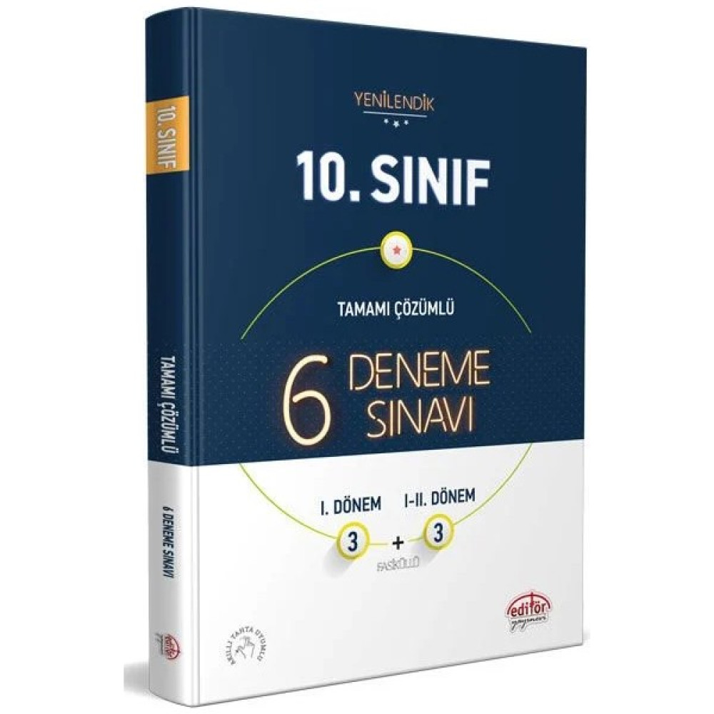 Editör Yayınları Editör Yayınevi 10. Sınıf 6 (3+3) Deneme Sınavı Tamamı Çözümlü Kaynak Kitapları Fiyatı