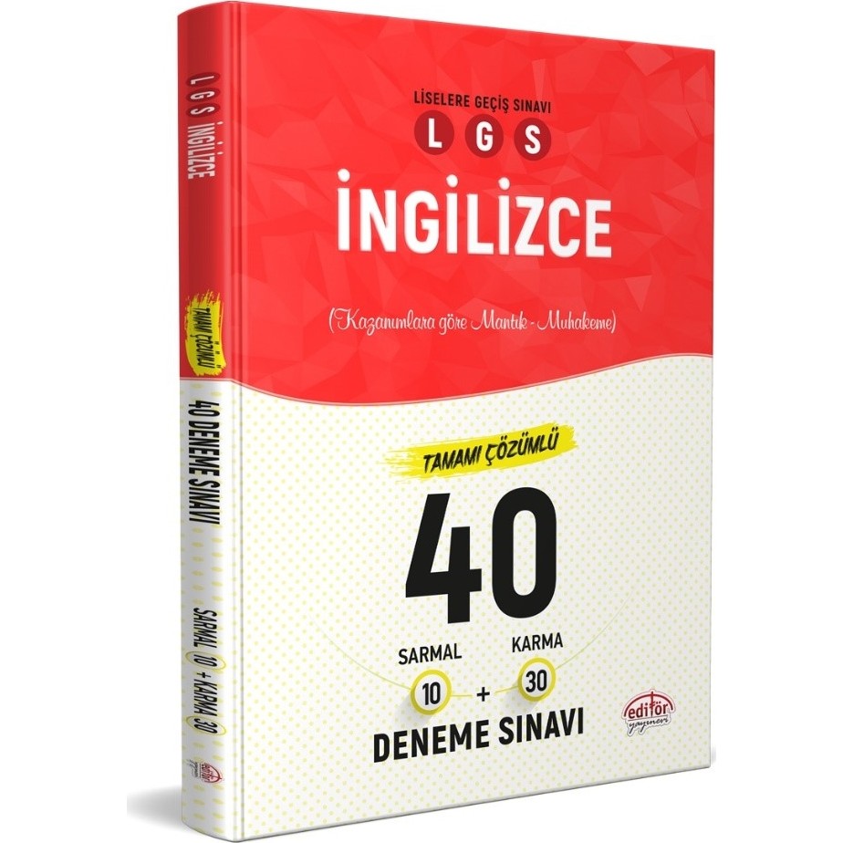 Editör Yayınları LGS İngilizce (10 Sarmal - 30 Karma) 40 Deneme Sınavı Ders Sınav Kitapları Fiyatı