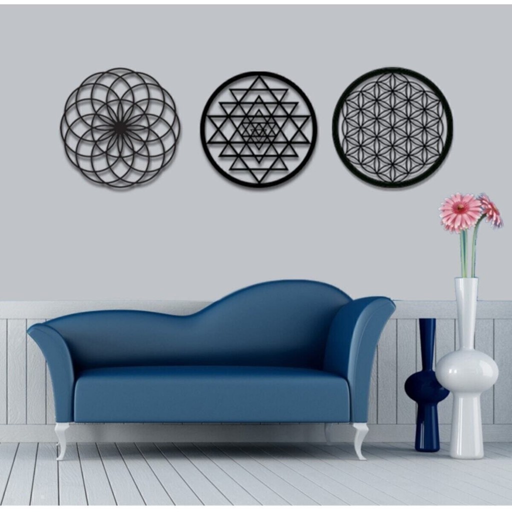 EDK Yaşam Çiçeği Sri Yantra ve Torus 3'lü Set Duvar Tablosu CEVIZ-40CM - Siyah - 40x40 cm SSD / Solid State Drive Fiyatı