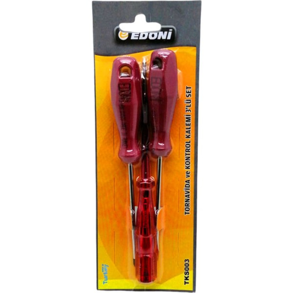 Edoni 3 Parça Set Tornavida Yıldız - Düz - Kontrol Kalemi (4767) - ZRM3201-3421 - Renkli - Standart Oto Boyaları Fiyatı