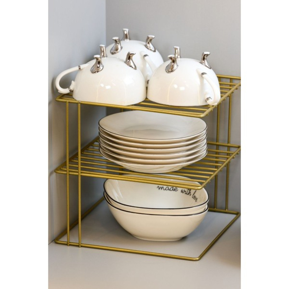 Edora Home 3 Katlı Dolap Içi Düzenleyici Çok Amaçlı Gold Raf - Metal Paslanmaz Saklama Kapları Fiyatı