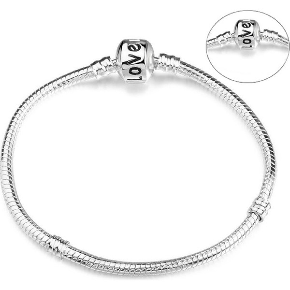 Edoy Love Yılan Zincir Bileklik, Klipsli, Charm Uyumlu (Tüm Boyutlar) - 21 cm - Gümüş Saat ve Bileklik Aksesuarı Fiyatı